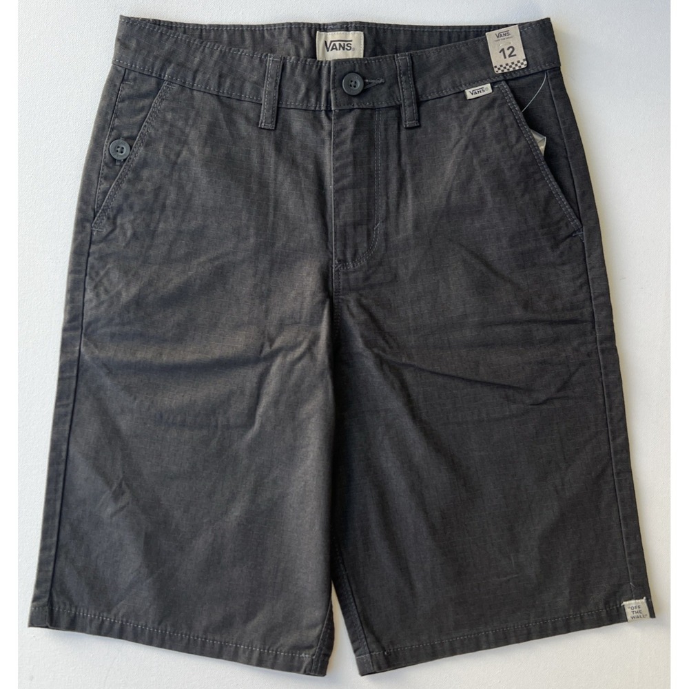 NWT Vans Off The Wall Chino Shorts Boys Size 12 Gray Pockets Ripstop Skate NEW